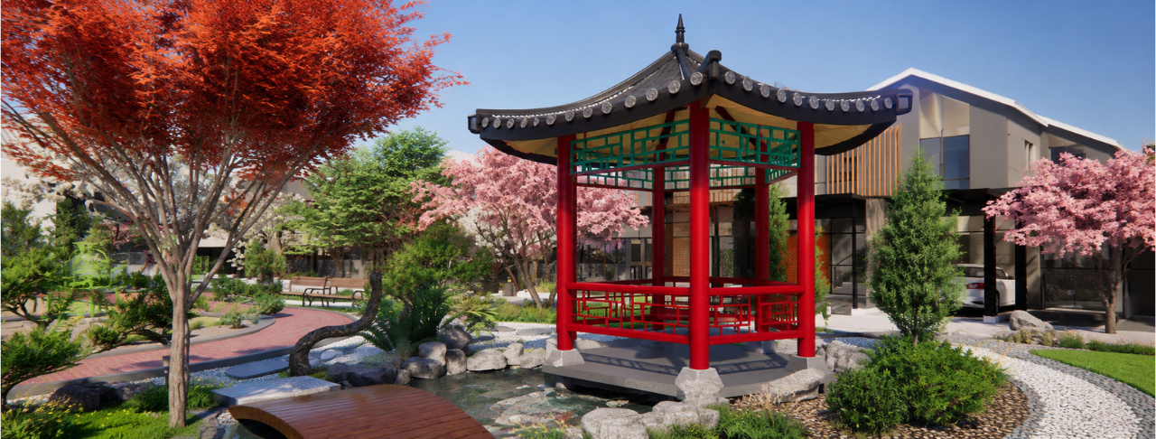 Gazebo dengan Nuansa ala korea di center garden Citra Buana Residence 2