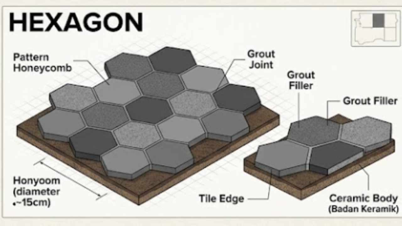 motif keramik Hexagon