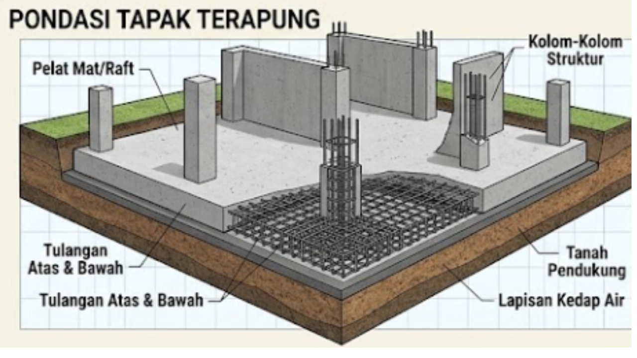 gambar jenis pondasi tapak terapung