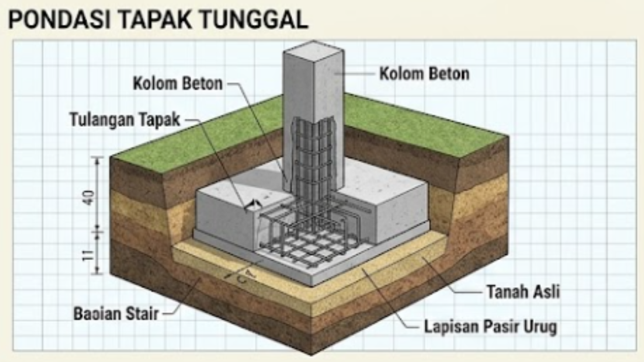 gambar jenis pondasi tapak tunggal