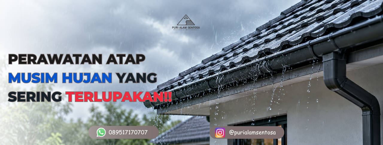 tampak Atap Rumah Musim Hujan di perumahan solo