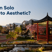 perumahan Solo dengan spot foto aesthetic Perumahan Solo Citra Buana Residence 2 dengan gazebo, taman, kolam, dan spot foto aesthetic