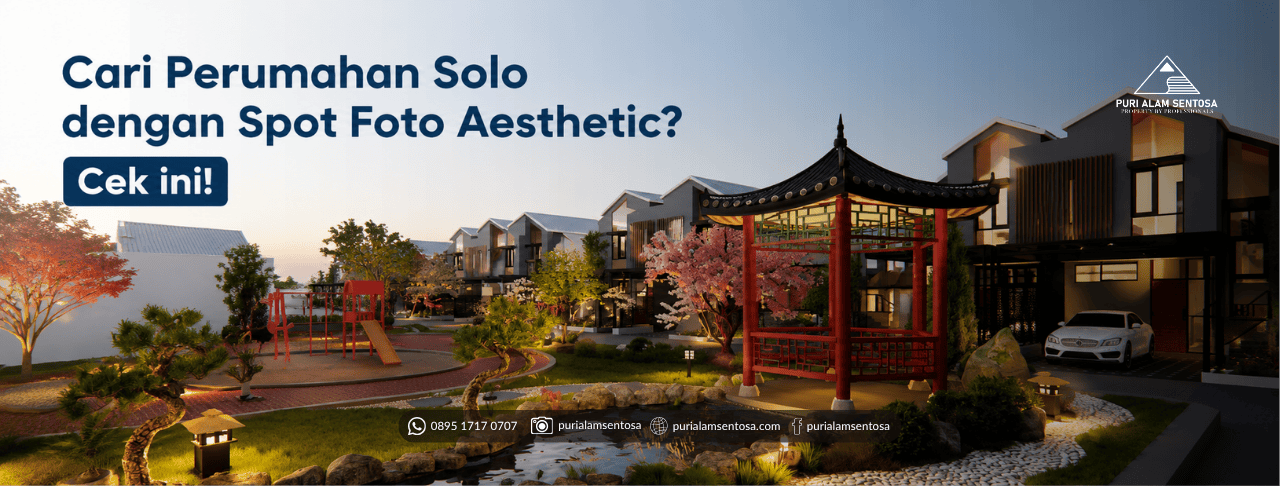 Perumahan Solo Citra Buana Residence 2 dengan gazebo, taman, kolam, dan spot foto aesthetic