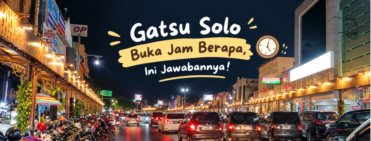 suasana malam Koridor Gatsu Solo dengan mural dan lampu jalan