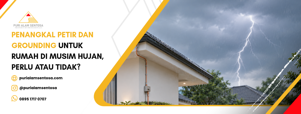 rumah cluster saat hujan petir dengan sistem grounding dan proteksi listrik
