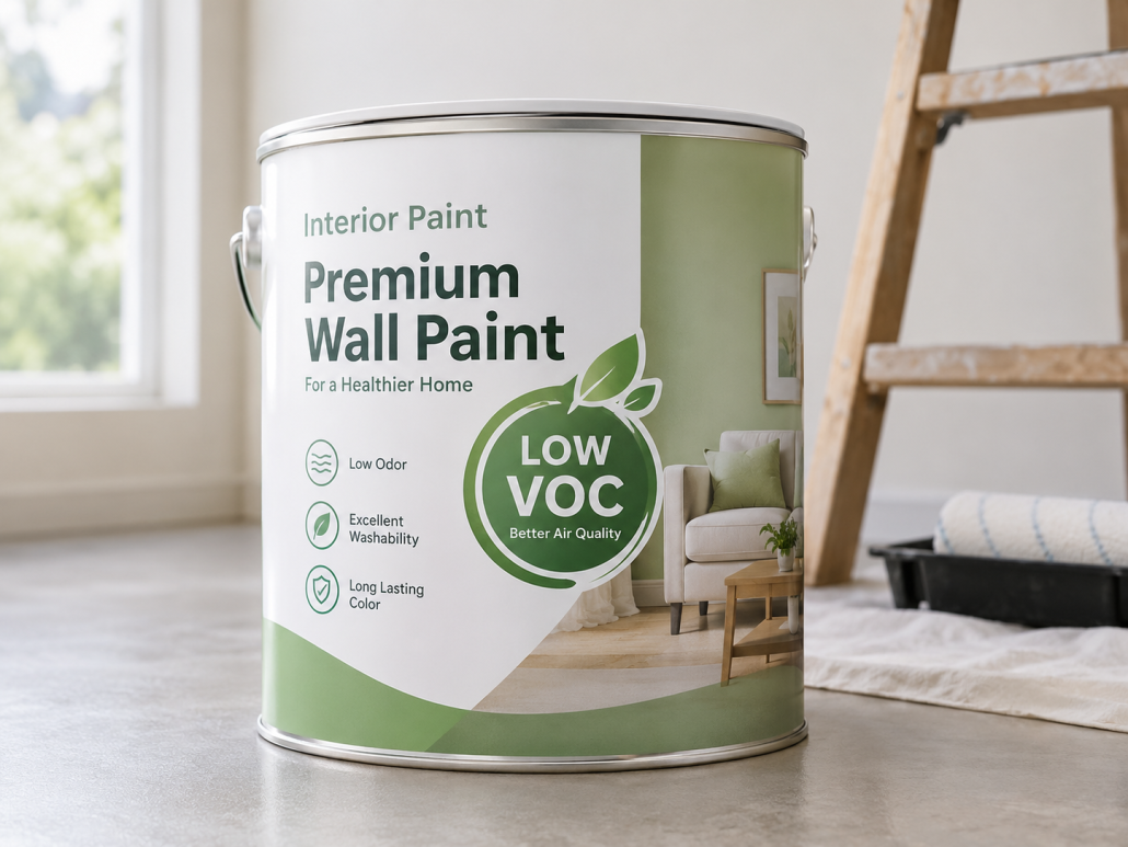 label low VOC pada kaleng cat tembok interior