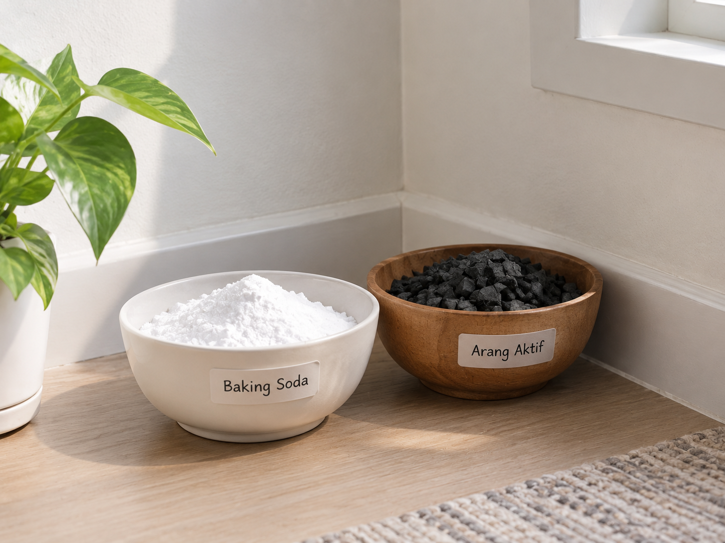 arang aktif dan baking soda untuk menyerap sisa bau cat
